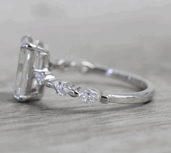 GIA Certified 2.07 CT D VVS2 Lab Grown Emerald Cut Diamond Engagement Ring - Image 2